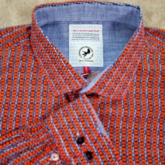 A Fish Named Fred Dress Shirt All Over Print Multicolor Long Sleeve Mens Size XL - Picture 1 of 11